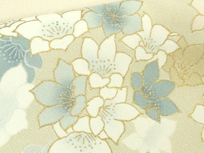 平和屋着物●極上　訪問着　駒刺繍　舞花文　失せウイ灰梅色地　暈し染め　金彩　逸品　DZAB5383kh6