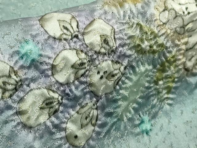 平和屋本店●最高級 初代 久保田一竹 幻の辻が花 色留訪問着 絞り 辻が花12個 青竹色地 暈し染め 金通し地　さが美扱い　逸品　DZAB5384kh6