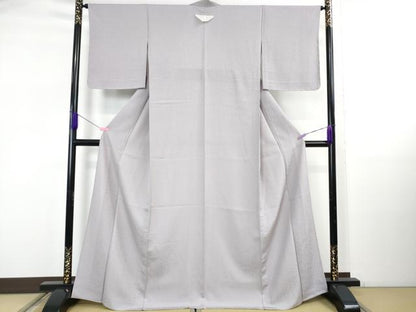 平和屋着物▽極上　色無地　単衣　お召地　飛鳥唐草地紋　藤色　逸品　未使用　DZAB5385kh6