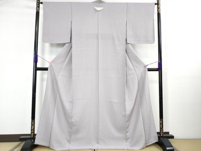 平和屋着物▽極上　色無地　単衣　お召地　飛鳥唐草地紋　藤色　逸品　未使用　DZAB5385kh6