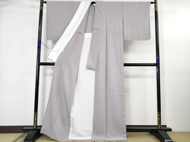 平和屋着物▽極上　色無地　単衣　お召地　飛鳥唐草地紋　藤色　逸品　未使用　DZAB5385kh6