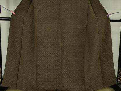 平和屋着物●極上　お召　葡萄唐草地紋　赤墨色　逸品　DZAB5387kh6
