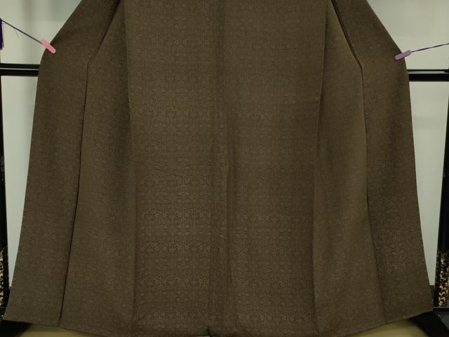 平和屋着物●極上　お召　葡萄唐草地紋　赤墨色　逸品　DZAB5387kh6