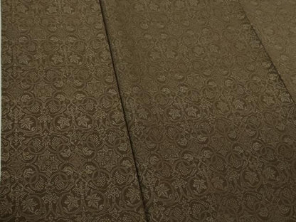 平和屋着物●極上　お召　葡萄唐草地紋　赤墨色　逸品　DZAB5387kh6