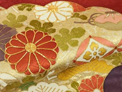 平和屋本店●極上　皇室献上作家　藤井寛　振袖　駒刺繍　雲重ね　宝尽くし飛鶴文　金彩　逸品　DZAB5388kh6