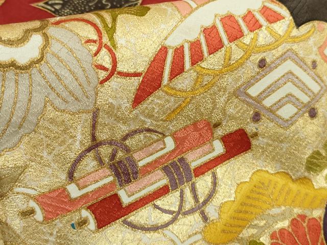 平和屋本店●極上　皇室献上作家　藤井寛　振袖　駒刺繍　雲重ね　宝尽くし飛鶴文　金彩　逸品　DZAB5388kh6