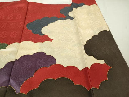 平和屋本店●極上　皇室献上作家　藤井寛　振袖　駒刺繍　雲重ね　宝尽くし飛鶴文　金彩　逸品　DZAB5388kh6