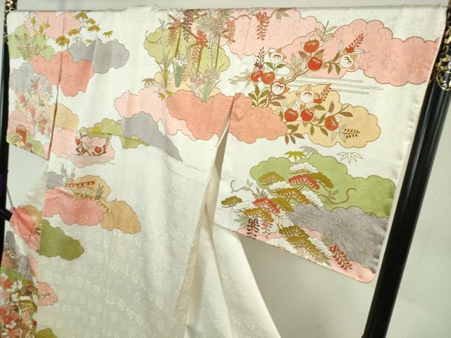 平和屋本店●極上　皇室献上作家　藤井寛　訪問着　駒刺繍　御所車吉祥花文　金彩　ロング丈　逸品　未使用　DZAB5389kh6