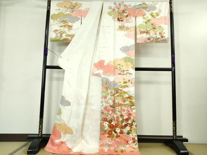 平和屋本店●極上　皇室献上作家　藤井寛　訪問着　駒刺繍　御所車吉祥花文　金彩　ロング丈　逸品　未使用　DZAB5389kh6