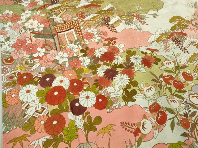 平和屋本店●極上　皇室献上作家　藤井寛　訪問着　駒刺繍　御所車吉祥花文　金彩　ロング丈　逸品　未使用　DZAB5389kh6