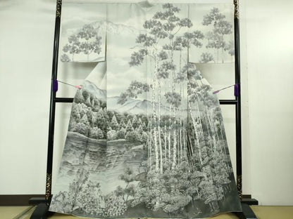 平和屋本店●極上　訪問着　手描き　白樺湖　暈し染め　逸品　DZAB5390kh6