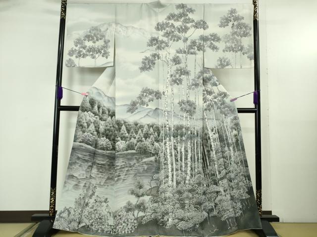 平和屋本店●極上　訪問着　手描き　白樺湖　暈し染め　逸品　DZAB5390kh6