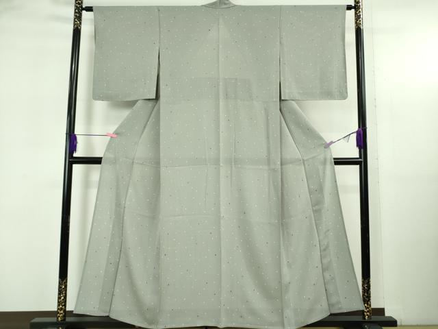 平和屋着物＊極上 夏物 小紋 縦絽 てんとう虫 豆がら茶色地 銀彩 逸品 未使用 DZAB5392kh6