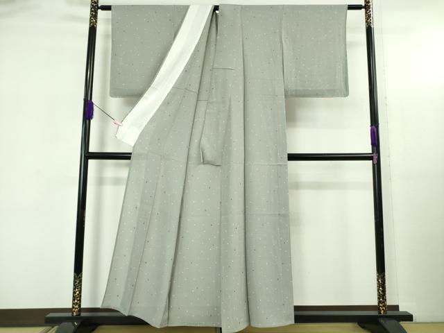 平和屋着物＊極上 夏物 小紋 縦絽 てんとう虫 豆がら茶色地 銀彩 逸品 未使用 DZAB5392kh6