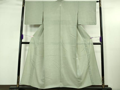 平和屋着物＊極上 夏物 江戸小紋 絽 両面染 鮫小紋柄 千草鼠色×白 逸品 DZAB5394kh6