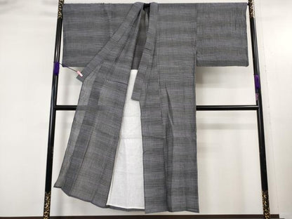 平和屋着物＊極上 夏物 男性 本場小千谷ちぢみ 麻 キングサイズ 横段文 逸品 DZAB5395kh6
