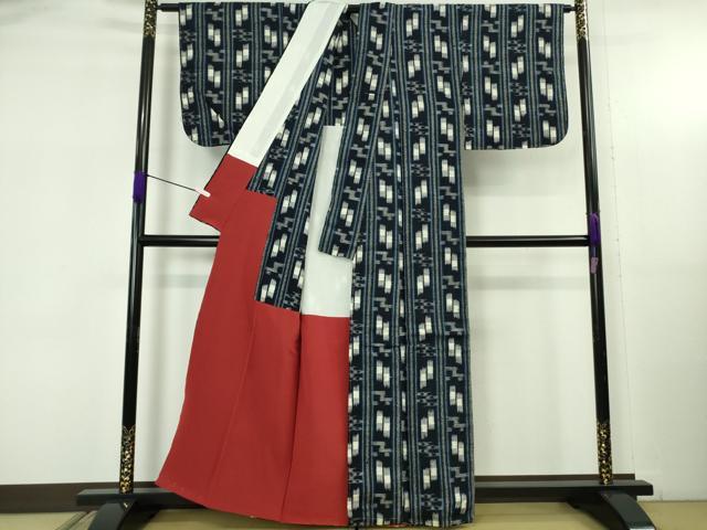 平和屋本店●極上　浦野理一　経節紬　背抜き仕立て　絣間道　たとう紙付き　逸品　未使用　DZAB5400kh6