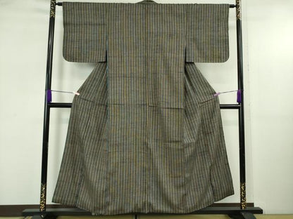 平和屋本店●極上　浦野理一　経節紬　縞　たとう紙付き　逸品　DZAB5401kh6