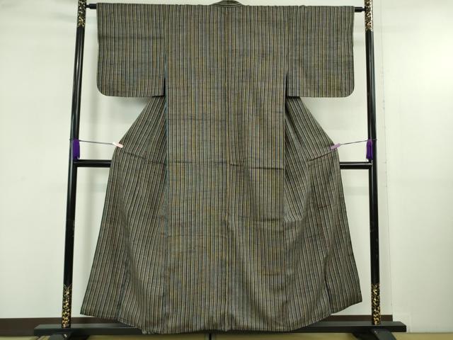 平和屋本店●極上　浦野理一　経節紬　縞　たとう紙付き　逸品　DZAB5401kh6