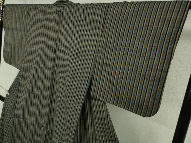平和屋本店●極上　浦野理一　経節紬　縞　たとう紙付き　逸品　DZAB5401kh6