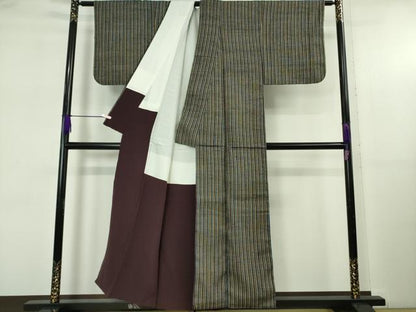 平和屋本店●極上　浦野理一　経節紬　縞　たとう紙付き　逸品　DZAB5401kh6