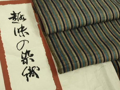 平和屋本店●極上　浦野理一　経節紬　縞　たとう紙付き　逸品　DZAB5401kh6