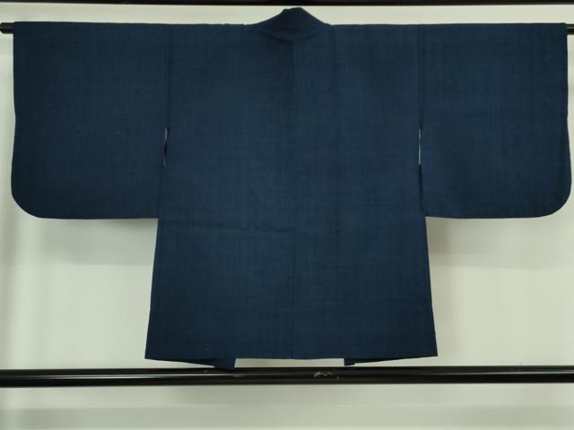 平和屋着物∞極上　浦野理一　経節紬　羽織　色無地　濃藍色　たとう紙付き　逸品　DZAB5402kh6