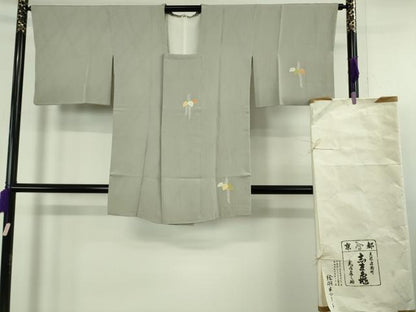 平和屋着物∞極上　銀座　志ま亀　道行コート　桐花文　薄い灰汁色地　金彩　たとう紙付き　逸品　DZAB5403kh6
