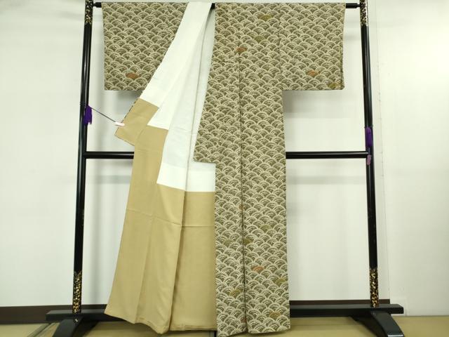平和屋本店●極上　銀座　志ま亀　訪問着　波　青海波　鬼しぼ縮緬　たとう紙付き　逸品　DZAB5404kh6