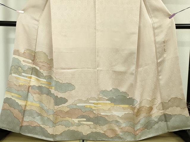 平和屋本店●極上　皇室献上作家　藤井寛　色留袖　駒刺繍　雲重ね　灰桜色地　金彩　逸品　DZAB5411kh6