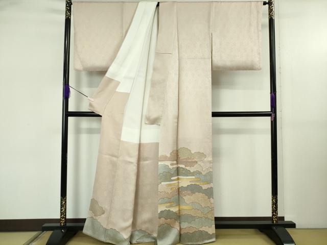 平和屋本店●極上　皇室献上作家　藤井寛　色留袖　駒刺繍　雲重ね　灰桜色地　金彩　逸品　DZAB5411kh6
