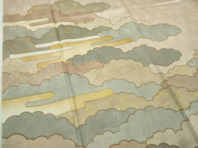 平和屋本店●極上　皇室献上作家　藤井寛　色留袖　駒刺繍　雲重ね　灰桜色地　金彩　逸品　DZAB5411kh6