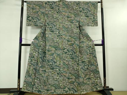 平和屋着物●極上　小紋　天目織　お召地　吉祥花文　逸品　DZAB5412kh6