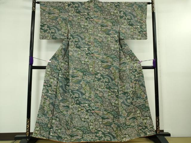 平和屋着物●極上　小紋　天目織　お召地　吉祥花文　逸品　DZAB5412kh6
