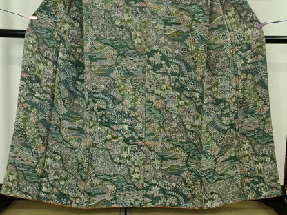平和屋着物●極上　小紋　天目織　お召地　吉祥花文　逸品　DZAB5412kh6