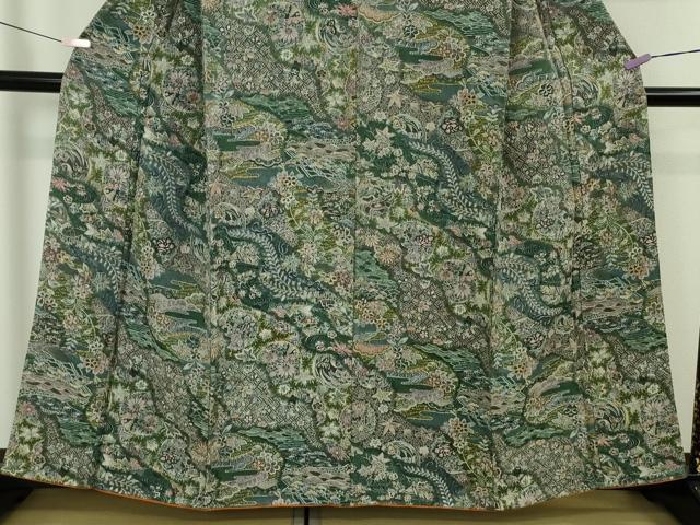 平和屋着物●極上　小紋　天目織　お召地　吉祥花文　逸品　DZAB5412kh6