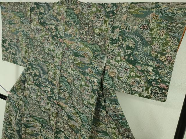 平和屋着物●極上　小紋　天目織　お召地　吉祥花文　逸品　DZAB5412kh6