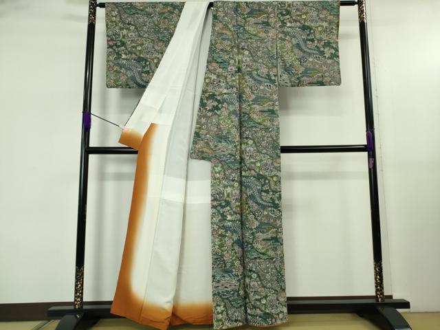 平和屋着物●極上　小紋　天目織　お召地　吉祥花文　逸品　DZAB5412kh6