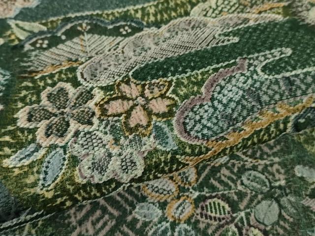 平和屋着物●極上　小紋　天目織　お召地　吉祥花文　逸品　DZAB5412kh6