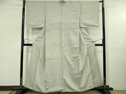 平和屋着物●極上　お召　瓢箪唐草文　薄い白緑色地　逸品　未使用　DZAB5413kh6