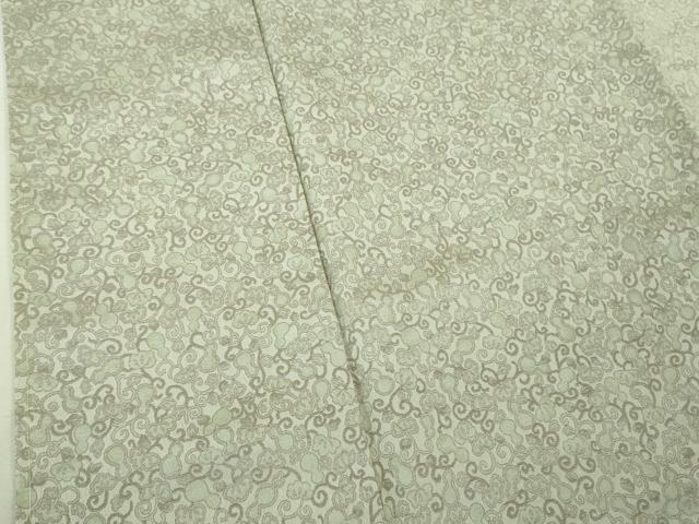 平和屋着物●極上　お召　瓢箪唐草文　薄い白緑色地　逸品　未使用　DZAB5413kh6