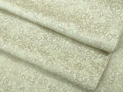 平和屋着物●極上　お召　瓢箪唐草文　薄い白緑色地　逸品　未使用　DZAB5413kh6