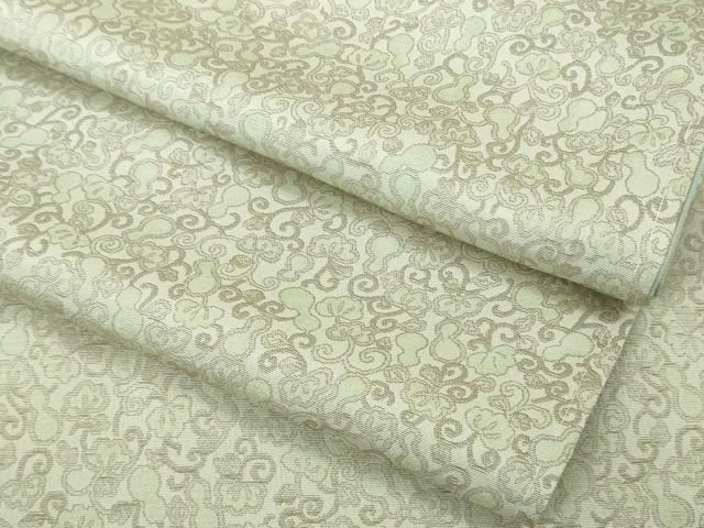 平和屋着物●極上　お召　瓢箪唐草文　薄い白緑色地　逸品　未使用　DZAB5413kh6