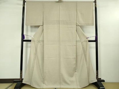 平和屋着物＊極上 夏物 御召舎 夏お召 毛万筋 練色×枯野色 ますいわ屋扱い 反端付き 逸品 DZAB5415kh6