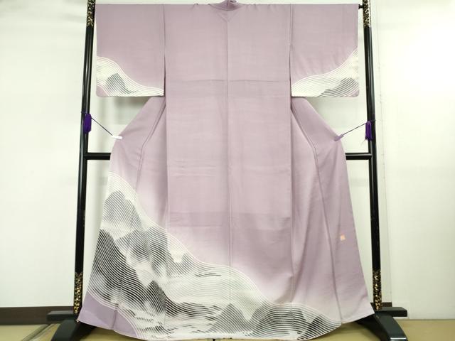 平和屋着物●極上　十日町　名門　滝泰謹製　訪問着　流水文　紅藤色地　逸品　未使用　DZAB5420kh6
