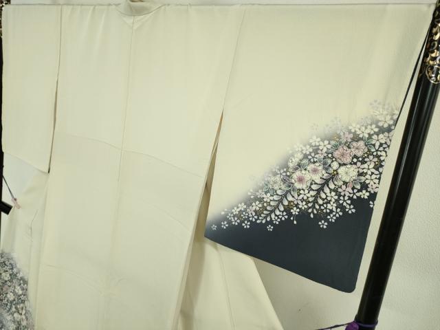 平和屋本店●極上　越後十日町の一流染匠　桐屋・翠山工房　訪問着　辻が花　象牙色地　金彩　やまと誂製　逸品　DZAB5421kh6