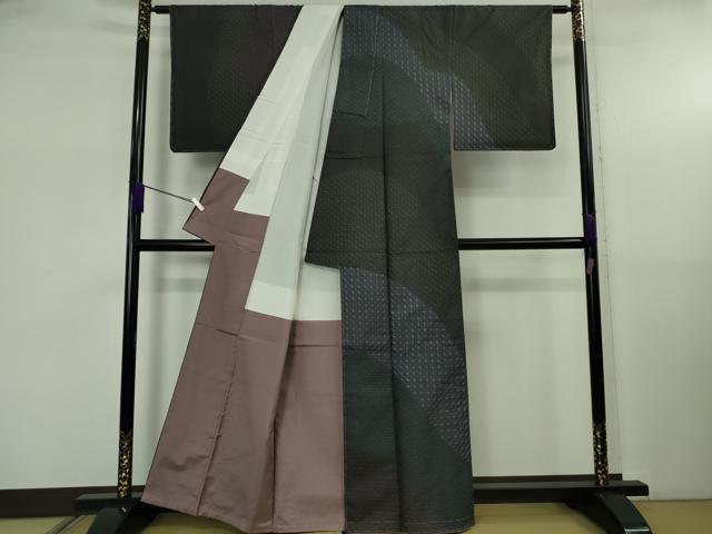 平和屋本店●極上　本場大島紬　訪問着　刺し子　刺繍　名物裂　黒地　逸品　未使用　DZAB5429kh6