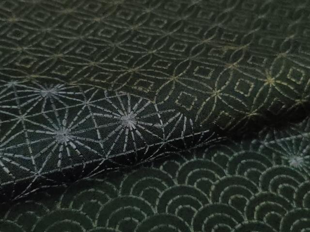 平和屋本店●極上　本場大島紬　訪問着　刺し子　刺繍　名物裂　黒地　逸品　未使用　DZAB5429kh6