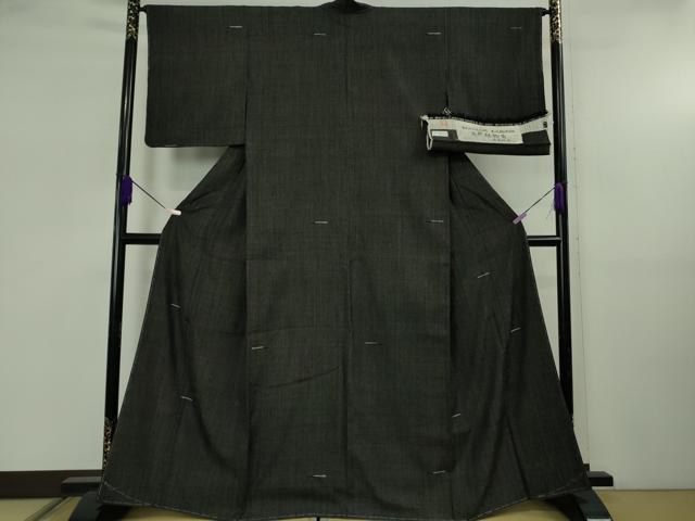 平和屋本店●希少　本場結城紬　重要無形文化財　天然植物染　高島陽外　蝋色　証紙付き　逸品　未使用　DZAB5432kh6