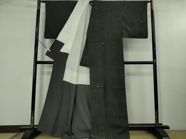 平和屋本店●希少　本場結城紬　重要無形文化財　天然植物染　高島陽外　蝋色　証紙付き　逸品　未使用　DZAB5432kh6
